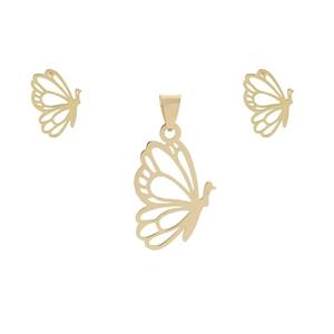 نیم ست طلا 18 عیار ماهک مدل MS0214 طرح پروانه Maahak MS0214 Gold Half Set