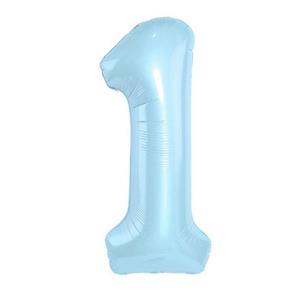 بادکنک فویلی لاکی بالونز طرح عدد 1 مدل مات کد 1269 | آبی روشن