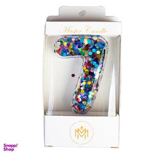 شمع مدل لاکچری پولک دار طرح عدد 7