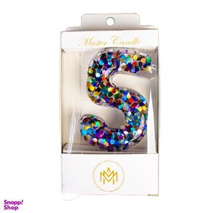 شمع تولد مدل لاکچری پولک دار طرح عدد5