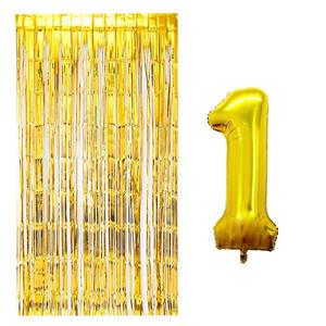 بادکنک فویلی مستر تم طرح عدد 1 به همراه پرده تزئینی