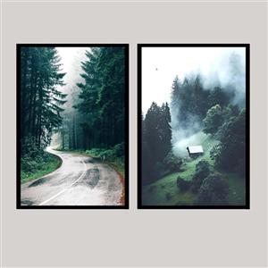 تابلو مدل دکوراتیو طرح جنگل و جاده کد M2322 مجموعه دو عددی