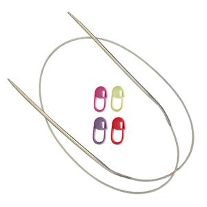 میل بافتنی مدل Pack کد 80Cm-3.5Mm به همراه سنجاق نشانه گذار بافتنی مجموعه 5 عددی