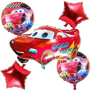 بادکنک فویلی مستر تم طرح ماشین مک کوئین پلاس بسته 5 عددی