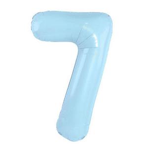 بادکنک فویلی لاکی بالونز طرح عدد 7 مدل مات کد 1275 | آبی روشن