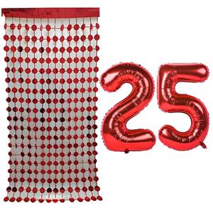 بادکنک فویلی مستر تم طرح عدد 25 به همراه ریسه تزئینی بسته 3 عددی