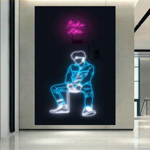 تابلو بوم طرح پسر نئونی مدل Fake Love Neon Sign کد AR6180