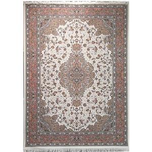 فرش ماشینی زمرد مشهد طرح 45001 کرم صورتی 1500شانه Zomord mashhad carpet code 45001