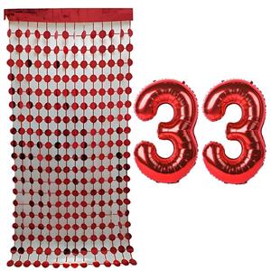 \t بادکنک فویلی مستر تم طرح عدد 33 به همراه ریسه تزئینی بسته 3 عددی