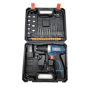 دریل پیچ گوشتی شارژی چکشی باس مدل 18V مجموعه 25 عددی