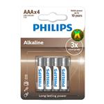 باتری نیم قلمی فیلیپس مدل Alkaline AAA LR03 XRAY بسته چهار عددی