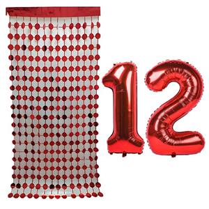بادکنک فویلی مستر تم طرح عدد 12 به همراه ریسه تزئینی بسته 3 عددی