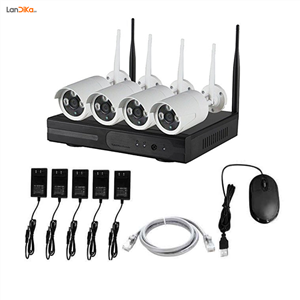 پک 4 کانال دوربین مداربسته بیسیم ip با میکروفن دیدشب رنگی