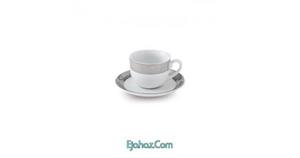سرویس چینی 12 پارچه چای خوری چینی زرین ایران سری ایتالیا اف مدل پالادیوم درجه عالی Zarin Iran Porcelain Inds Italia F Paladium 12 Pieces Porcelain Top Grade Tea Set