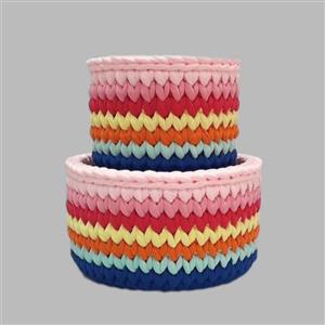 سبد قلاب بافی تریکو طرح سنتی کد 55 مجموعه 2 عددی