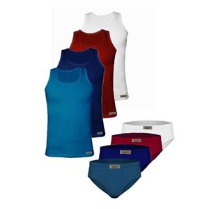 ست شورت و زیرپوش رکابی مردانه تولیدی پاران مدل نخ پنبه خالص صادراتی مجموعه 4 عددی