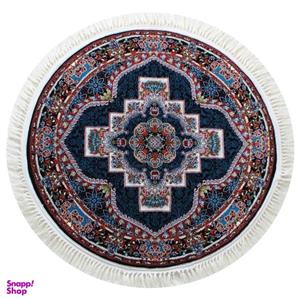 فرش ماشینی مدل دایره طرح ناردون زمینه سورمه ای