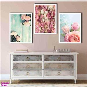 تابلو بکلیت طرح گل بهار مدل دکوراتیو W-159 بسته 3 عددی