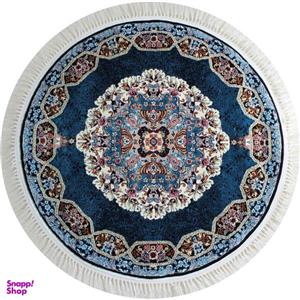 فرش ماشینی مدل دایره طرح هالیدی زمینه سرمه ای