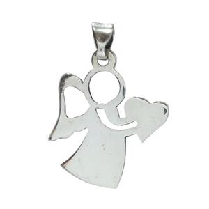 آویز گردنبند نقره مدل فرشته با قلب -