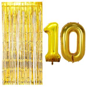 بادکنک فویلی مستر تم طرح عدد 10 به همراه پرده تزئینی بسته 3 عددی