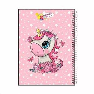 دفتر مشق 80 برگ گلبرگ طرح یونی صورتی کد 10038