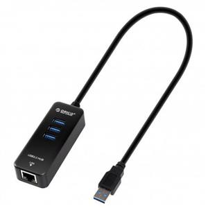 هاب USB 3.0 به همراه پورت RJ45 اوریکو مدل HR03-U3 HUB ORICO HR03-U3 with RJ45 Port