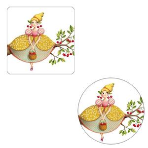 مگنت طرح دختری با گوشواره های گیلاسی کد M1 به همراه زیر لیوانی