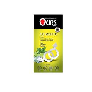 کاندوم اورز تاخیری، خاردار و شیاردار مدل Ours Ice Mohito (بسته 12عددی)
