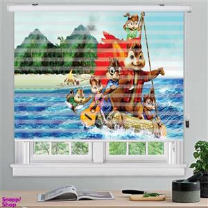 پرده زبرا زیو مدل آلوین و سنجاب ها k3115 سایز 150x150 سانتی متر