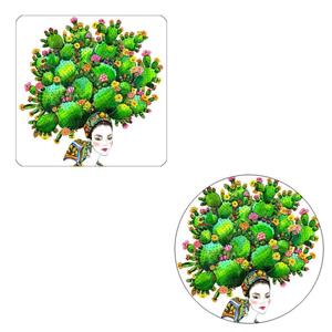 مگنت طرح بانوی کاکتوس کد M1 به همراه زیر لیوانی