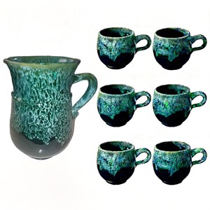 پارچ و لیوان شیشه ای گالری ساتگین طرح بلور آباژوری - سرویس 7 پارچه