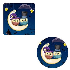 مگنت طرح جغدهای هالووین کد M1 به همراه زیر لیوانی