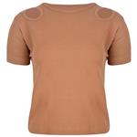 تی شرت آستین کوتاه زنانه دکسونری مدل 358049757  پنبه فانریپ رنگ نسکافه ای
