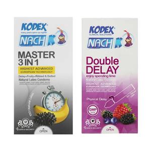 کاندوم کدکس مدل Master 3 In 1 بسته 12 عددی به همراه کاندوم مدل Double Delay بسته 10عددی