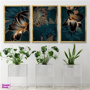 تابلو بکلیت طرح دکوراتیو طبیعت و گل مدل T-812 مجموعه 3 عددی