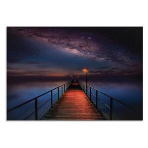 پوستر طرح اسکله و آسمان راه شیری Ocean Pier Under Milky Way Sky مدل NV0846 