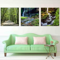 تابلو شاسی بکلیت طرح طبیعت جنگل و آبشار مدل SH-450 مجموعه 3 عددی