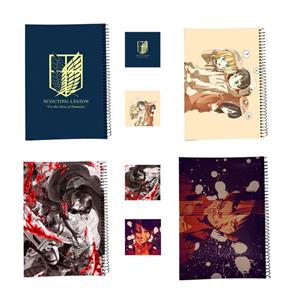 دفتر مشق 100 برگ طرح attack on titan کد1 به همراه برچسب مجموعه 8 عددی