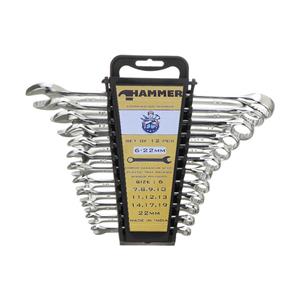 آچار یکسر تخت یک سر رینگی هامر مدل xp-12 مجموعه 12 عددی