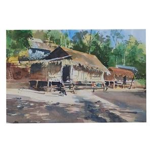 نقاشی آبرنگ طرح روستا کد 93