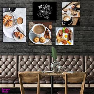 تابلو شاسی بکلیت طرح کافه قهوه و کروسان مدل SH-700 مجموعه 5 عددی