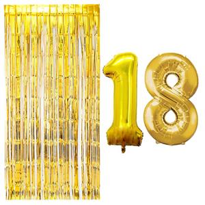 بادکنک فویلی مستر تم طرح عدد 18 به همراه پرده تزئینی بسته 3 عددی