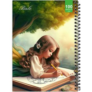دفتر نقاشی 100 برگ بله طرح فانتزی دختر نقاش کد A4-N73