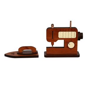 ماکت دکوری مدل چرخ خیاطی و اتو چوبی کد N250 بسته 2 عددی