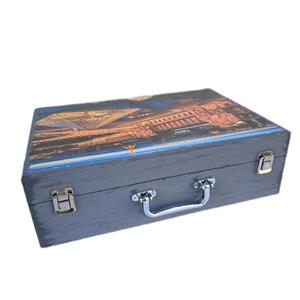 جعبه هدیه چوبی مدل چمدان طرح معماری کد WSL630