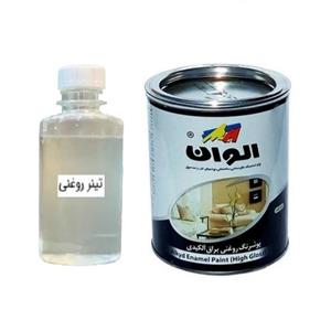 رنگ روغنی سفید براق الوان کد100 حجم 250 میلی لیتر به همراه تینر روغنی