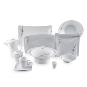 سرویس چینی 90 پارچه غذاخوری زرین ایران سری وینچی مدل آلبا درجه عالی Zarin Iran Porcelain Inds Vinci Alba Pieces Dinnerware Set Top Grade 