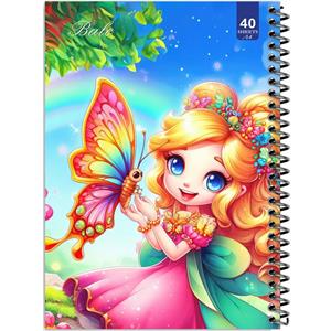دفتر نقاشی 40 برگ انتشارات بله طرح دخترانه پروانه کد A4-K555
