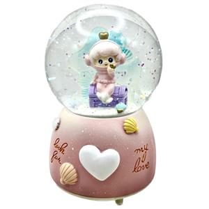 گوی موزیکال مدل پمپی مدیوم My Love طرح بچه دوست داشتنی و صدف شفاف کد MPB7681